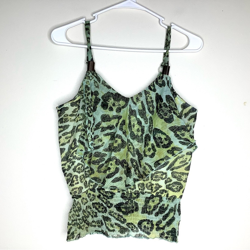 < Y2K New Glory Green Leopard Print Tank Top >